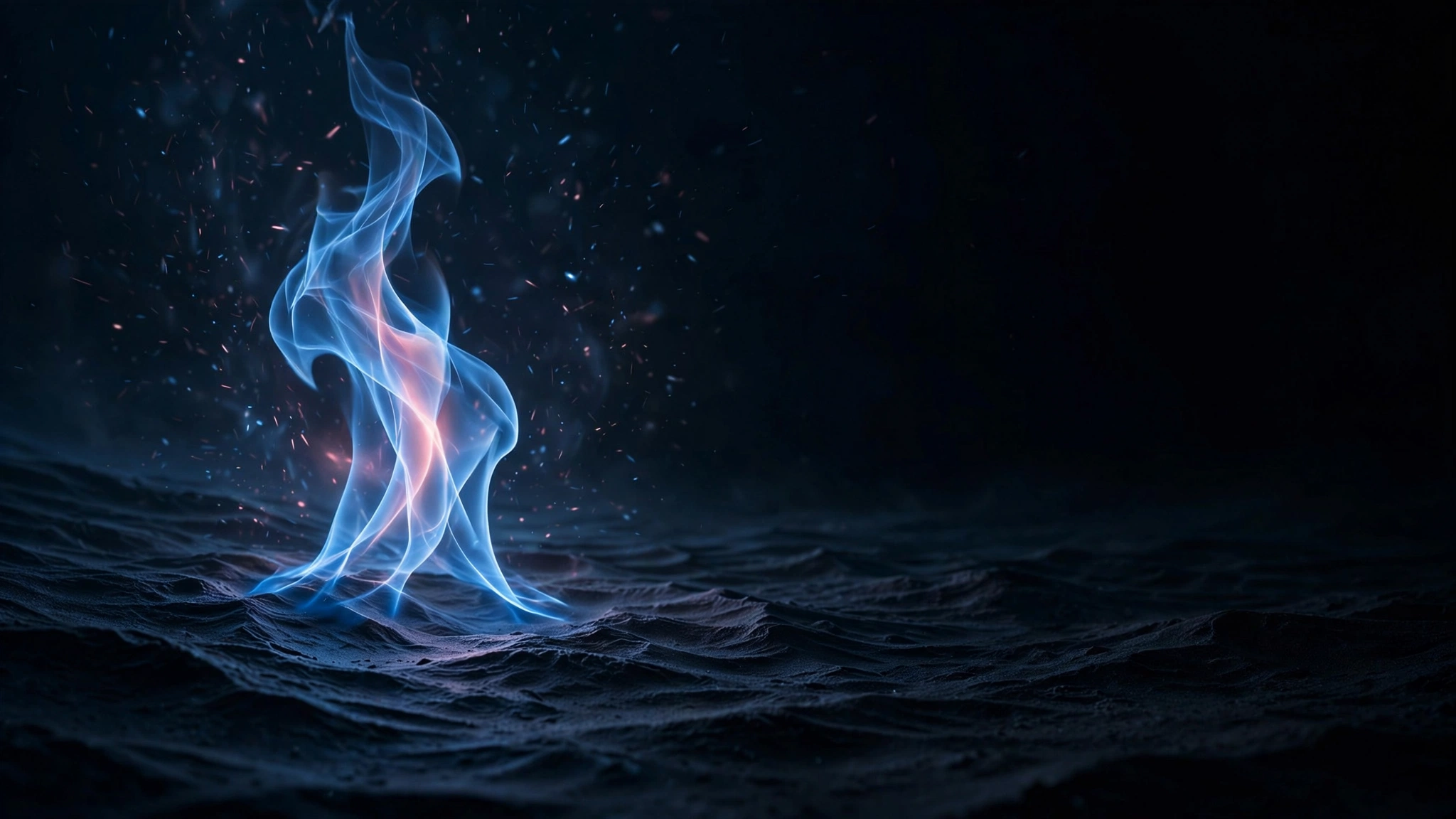A blue flame burning steady in darkness — the open line to the house