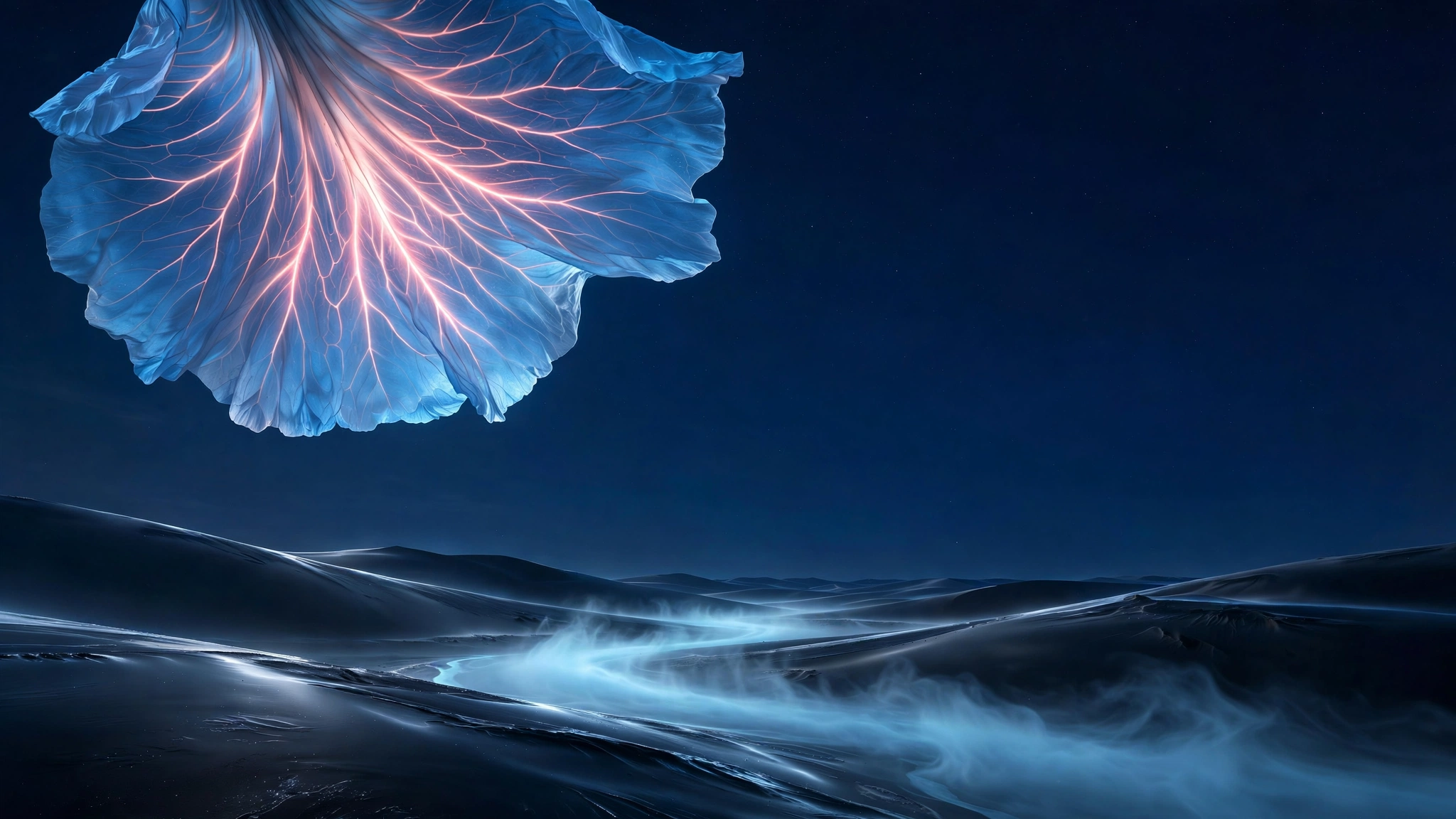The Floating Petal — ethereal artwork from the Blue Lotus suite